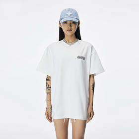 预售|SMFKoversize 短袖T恤女夏黑色/白色 CT004B.潮快闪[福利品]