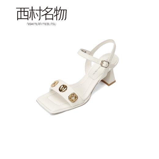 西村名物2022年夏新粗跟露趾方头凉鞋女24911 商品图4