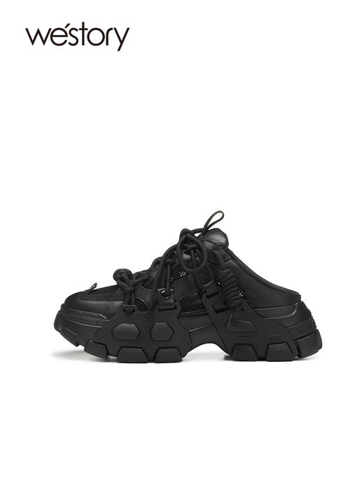 westory2022年新款夏包头老爹鞋厚底显瘦休闲百搭懒人拖鞋女W22AH55071 商品图1