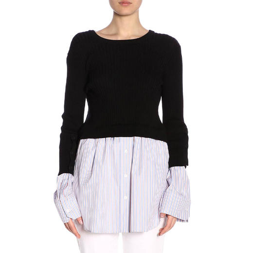 KENZO 高田贤三 女士棉质拼接长袖连衣裙 混色 F952 TO132 5AU 74 商品图0