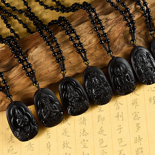 牛首山文创黑曜石吊坠十二生肖项链国潮节日礼物 商品图3