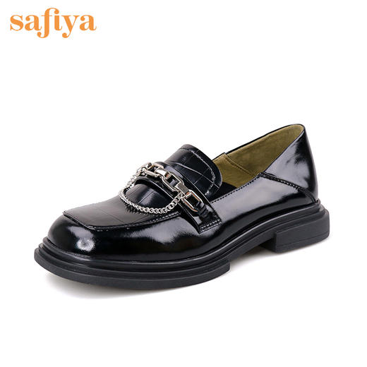 Safiya索菲娅原创链条英伦风乐福鞋2022秋复古方头小皮鞋SF23112027 商品图2