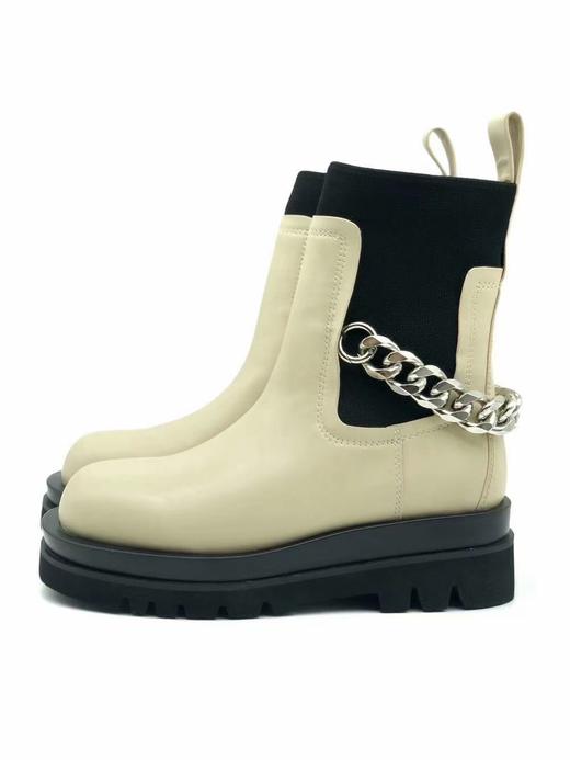 圆头发泡厚底牛皮中筒靴 商品图2