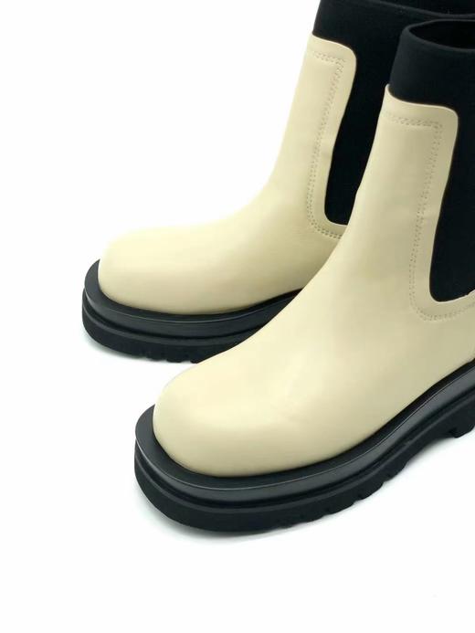 圆头发泡厚底牛皮中筒靴 商品图1