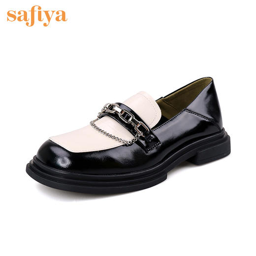 Safiya索菲娅原创链条英伦风乐福鞋2022秋复古方头小皮鞋SF23112027 商品图1
