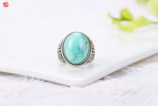 绿松戒指，925银镶 商品图0