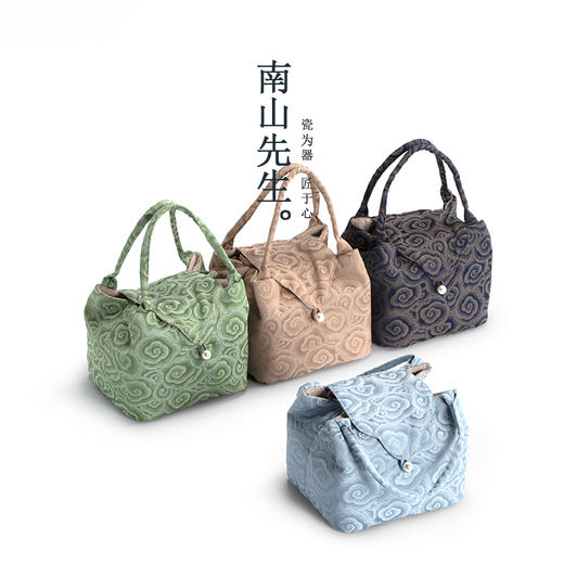 【积分】祥云旅行手提茶包 便携收纳袋茶杯袋 户外棉麻手工布袋茶具 商品图3