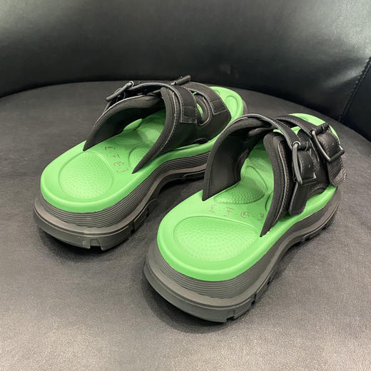 LFGJ 3012    真皮拼接拖鞋圆头平底老爹鞋底运动风女鞋学院 商品图4