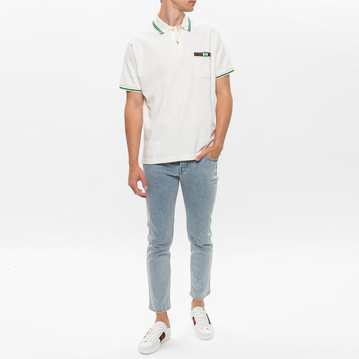 GUCCI 男士 Ace系列 苹果刺绣皮革休闲运动鞋 白色 611376 DOPE0 9064 商品图3