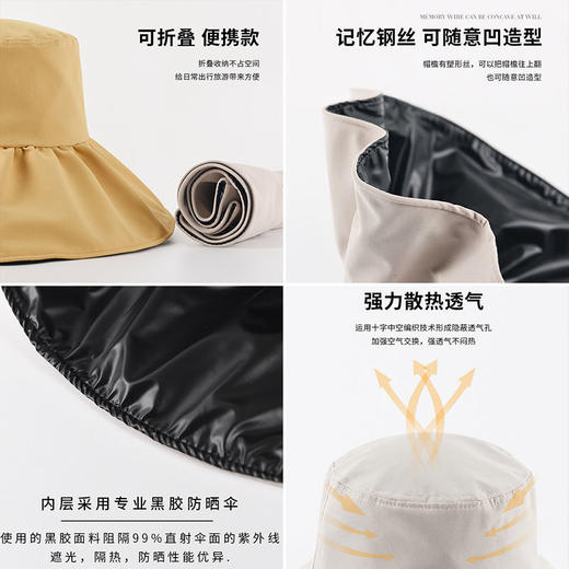 【时尚百搭！UPF50+防晒渔夫帽】火爆INS的黑胶遮阳帽！谁带谁脸小，阻挡99%紫外线，出街百搭，男女款防晒帽，轻便可折叠易携带 商品图4