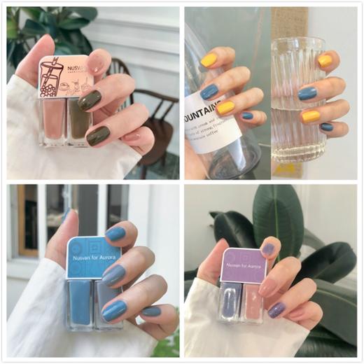 「夏日仙女美甲」NUSVAN时尚指甲油 奶茶系列双色可撕拉指甲油4gx2支 夏日度假系列不可撕拉指甲油9ml/支 水性健康 免烤速干 气味清新 商品图9