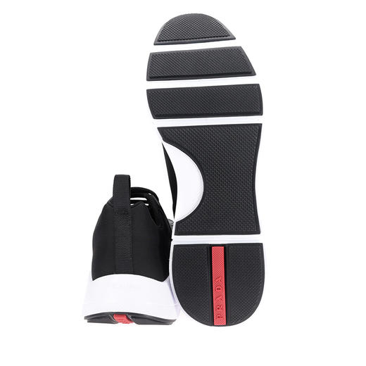 PRADA 普拉达 男士小牛皮字母徽标休闲运动鞋 黑色 4E3148 OQ6 F0002 商品图3
