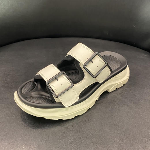 LFGJ 3012    真皮拼接拖鞋圆头平底老爹鞋底运动风女鞋学院 商品图0