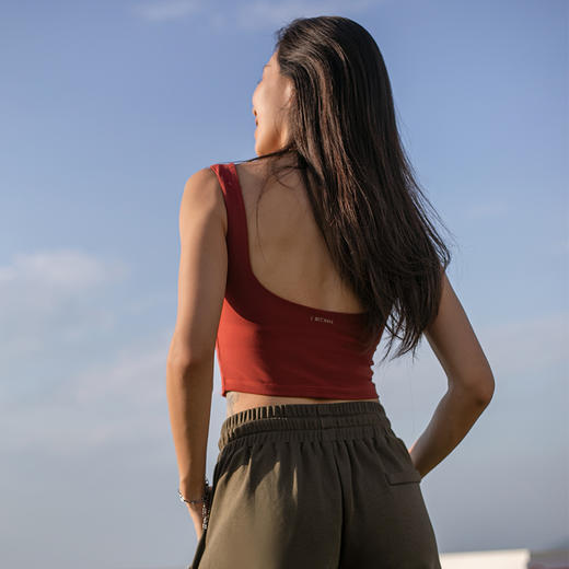 【裸感】带可拆卸胸垫  可外穿 方领磨毛美背背心 商品图5