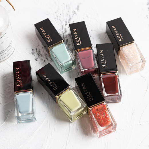 「夏日仙女美甲」NUSVAN时尚指甲油 奶茶系列双色可撕拉指甲油4gx2支 夏日度假系列不可撕拉指甲油9ml/支 水性健康 免烤速干 气味清新 商品图3