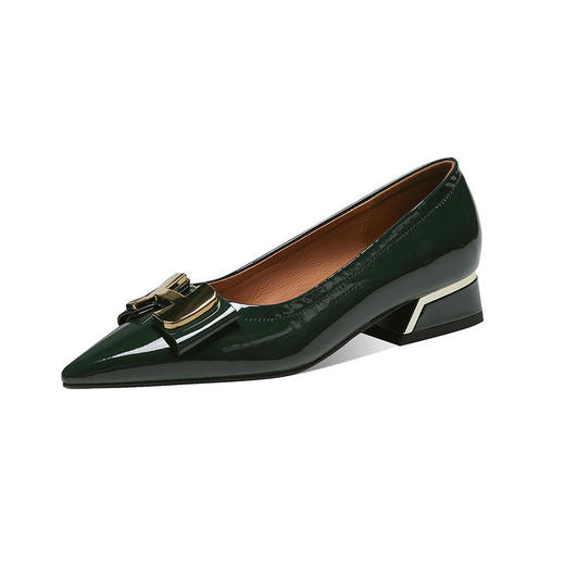 OLD8563aa新款时尚气质漆皮尖头中跟浅口小皮鞋 商品图6