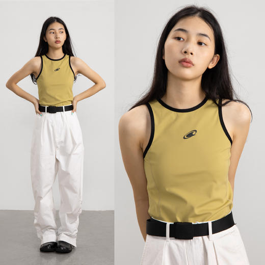 CryingCenter 复古撞色弹力运动紧身工字背心 显瘦镂空 哭喊中心 商品图0