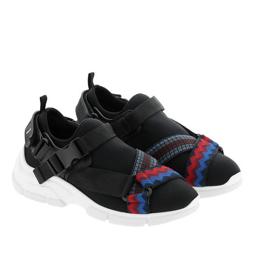 PRADA 普拉达 女士多色系带面料休闲运动鞋 黑色 1S913I 3KGQ F0JJ2 商品图1