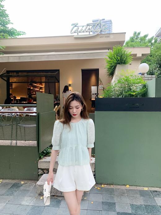 金蘑菇菇    薄荷甜茶宽松小衬衫 商品图0