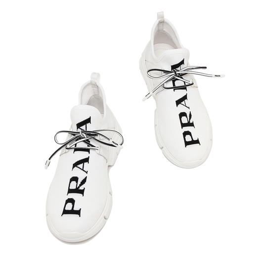 PRADA 普拉达 女士LOGO图案织物针织休闲运动鞋 白色 1E344L 3V98 F0964 015 商品图1