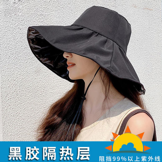 【时尚百搭！UPF50+防晒渔夫帽】火爆INS的黑胶遮阳帽！谁带谁脸小，阻挡99%紫外线，出街百搭，男女款防晒帽，轻便可折叠易携带 商品图3