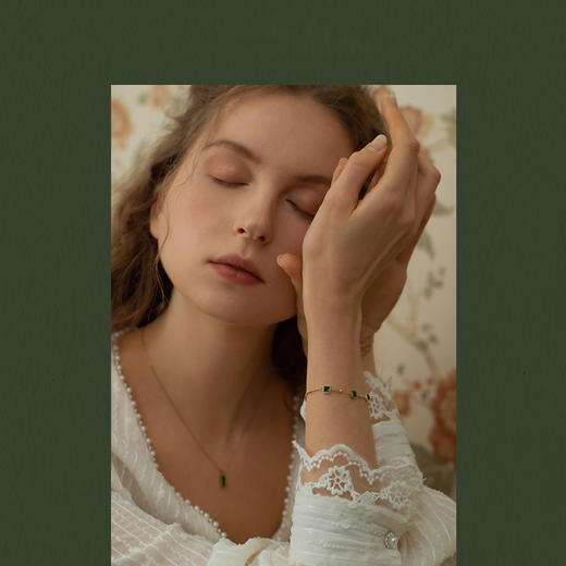 Oflye潮流饰品 复古祖母绿手链ins小众设计首饰女简约气质高质感手饰 商品图2