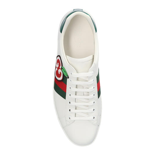 GUCCI 男士 Ace系列 苹果刺绣皮革休闲运动鞋 白色 611376 DOPE0 9064 商品图1