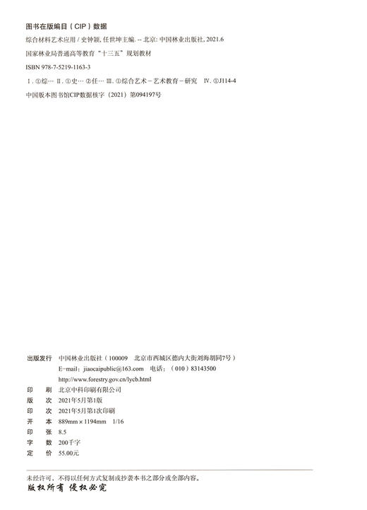综合材料艺术应用(国家林业和草原局普通高等教育十三五规划教材)  史钟颖//任世坤 1163 中国林业出版社 商品图1