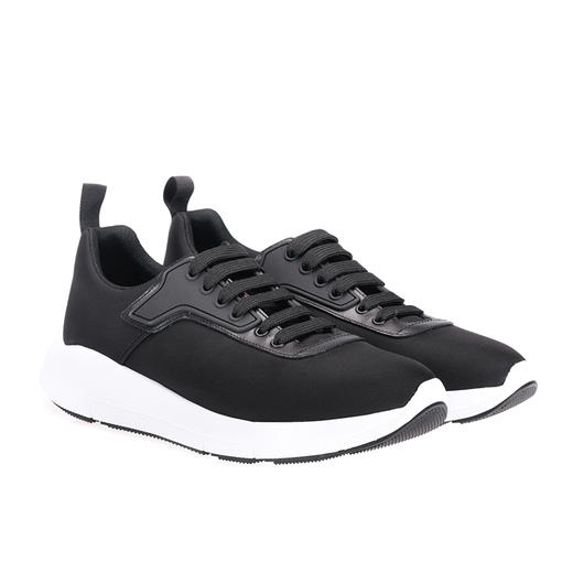 PRADA 普拉达 男士小牛皮字母徽标休闲运动鞋 黑色 4E3148 OQ6 F0002 商品图1