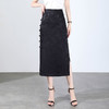 LSMB220708新款复古优雅盘扣提花中长款开叉半身裙 商品缩略图3
