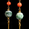 清代翡翠玲珑珠金流苏耳环 商品缩略图1