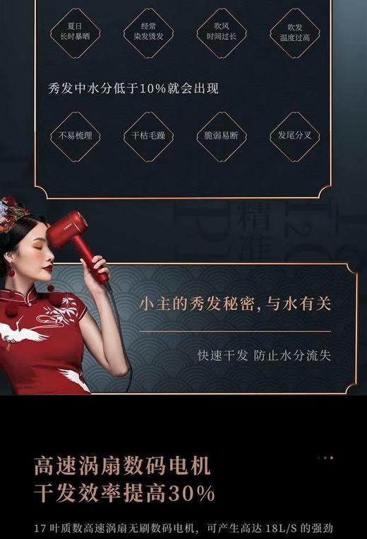 莱克电吹风F6 水离子涡扇吹风机 家用大功率发廊速干护发 商品图2