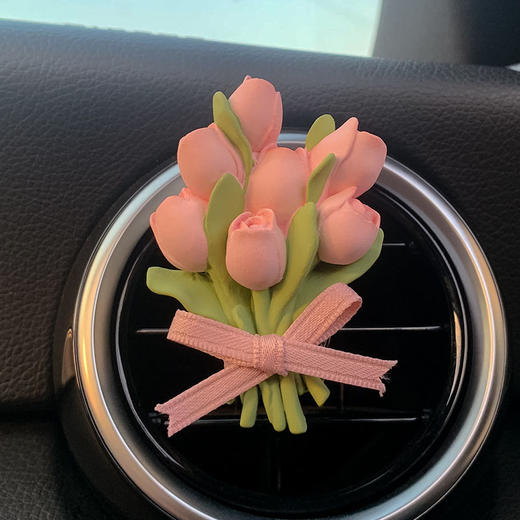 香水香薰粉色郁金香汽空调出风口装饰品扩香石香氛礼物 商品图6