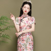 OY-220257夏季国潮短袖连衣裙改良年轻款日常粉色醋酸印花旗袍220257 商品缩略图0