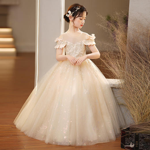 DY-1938儿童礼服夏季童装女孩长款婚纱裙生日走秀钢琴演出女童连衣裙 商品图2