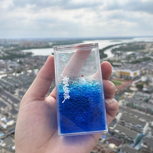 原创蓝色大海摆件小帆船液体浮动立体海洋桌面解压摆件装饰 商品图4