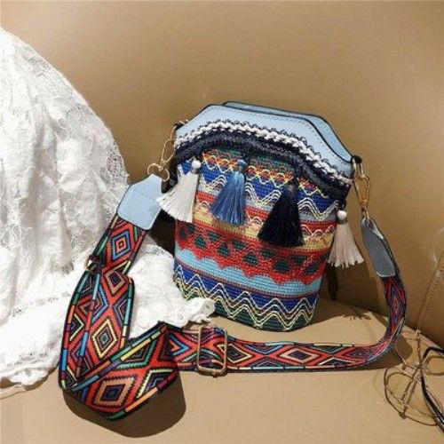 新款民族风优雅气质百搭，单肩流苏斜挎水桶包WP-007 商品图11