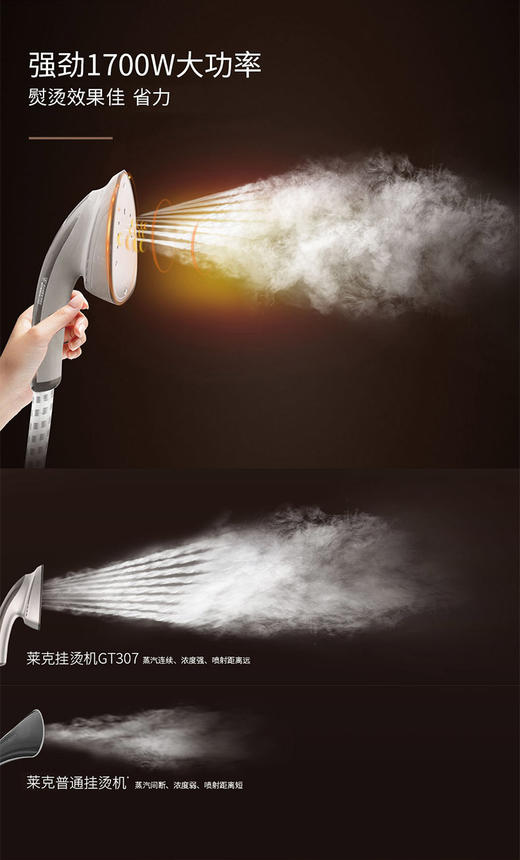 莱克挂烫机GT307家用烫衣服高温蒸汽杀菌双杆小型熨斗商用熨烫机 商品图7