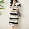时髦休闲，运动海军领条纹舒适百搭修身显瘦A字长裙WLZD-2216301 商品缩略图1