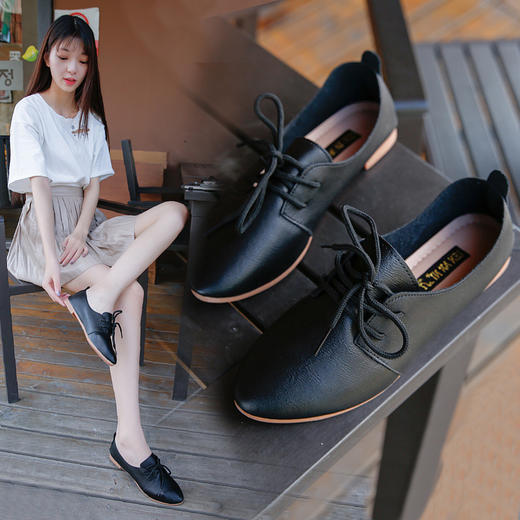 牛筋底软面平底鞋单鞋女2022春季新款鞋子时尚小白鞋豆豆鞋女鞋潮 商品图1
