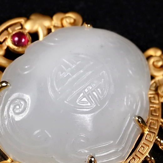 清代和田白玉如意簪头七彩流苏项坠 商品图4