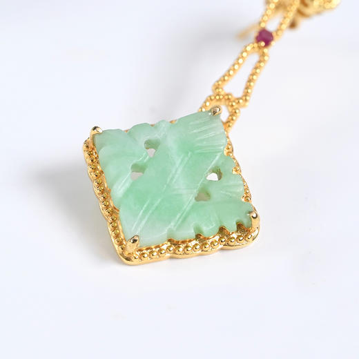 清代翡翠菱形花片耳环 商品图5