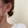 JU-A07镶钻珍珠耳饰法式复古水晶花朵耳环镂空夸张闪闪珍珠耳钉气质饰品 商品缩略图1