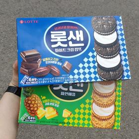 乐天巧克力奶油味夹心饼干315g韩国进口大包装菠萝味水果