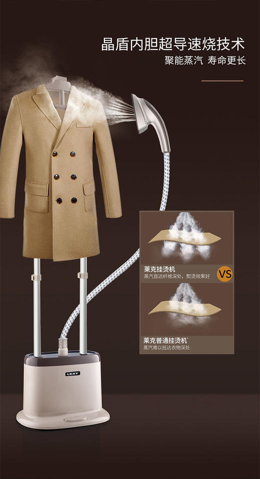 莱克挂烫机GT307家用烫衣服高温蒸汽杀菌双杆小型熨斗商用熨烫机 商品图6