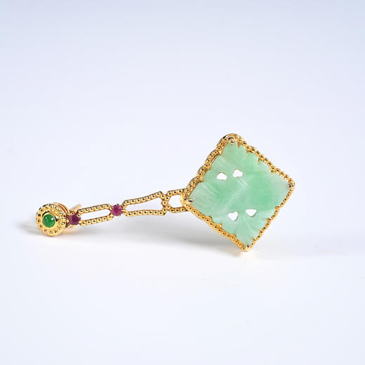 清代翡翠菱形花片耳环 商品图3