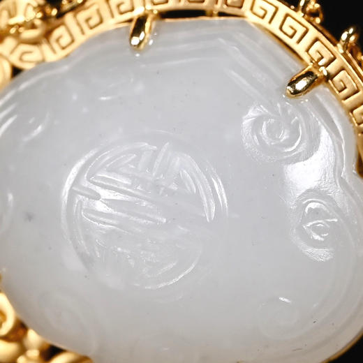 清代和田白玉如意簪头七彩流苏项坠 商品图1