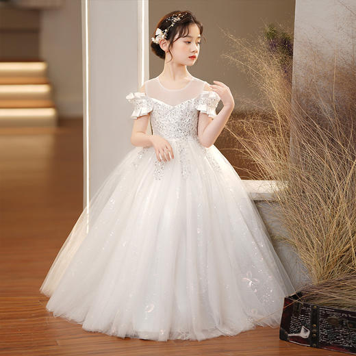 DY-1938儿童礼服夏季童装女孩长款婚纱裙生日走秀钢琴演出女童连衣裙 商品图3