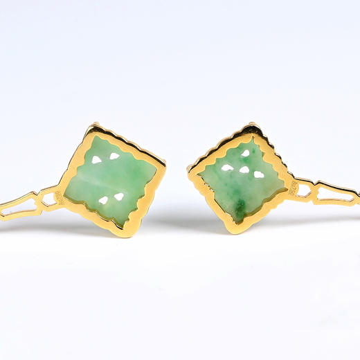 清代翡翠菱形花片耳环 商品图7