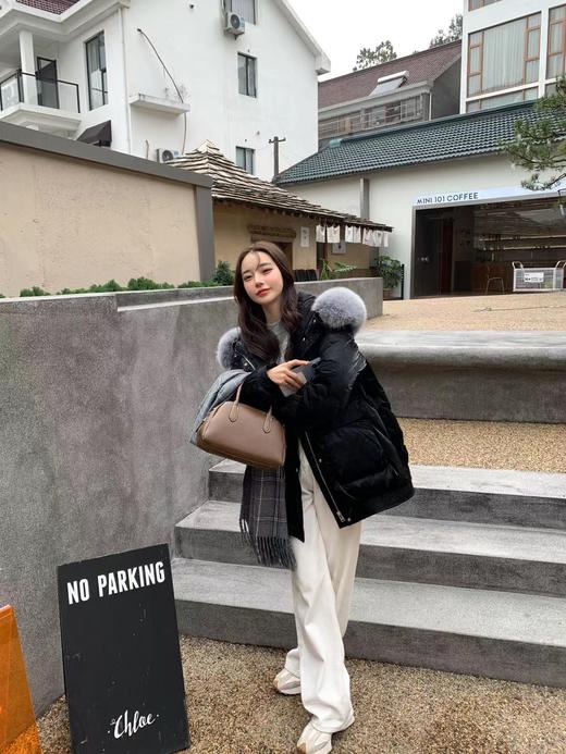 欧芮儿短款羽绒服女冬季新款紫色黑色轻薄保暖时尚百搭 商品图1